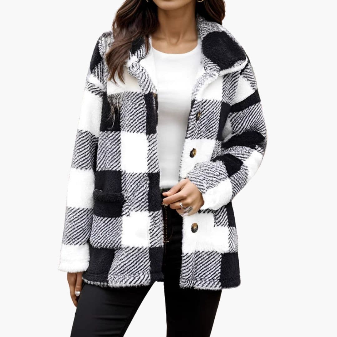 Veste femme à carreaux avec boutons