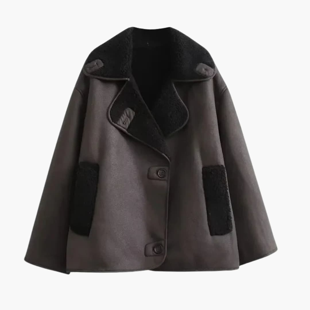 Veste femme à col large avec fermeture à boutons