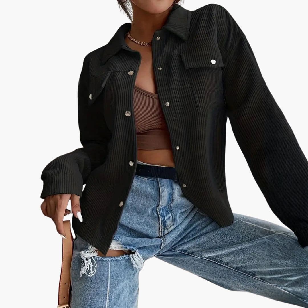 Veste femme avec boutons et poches latérales