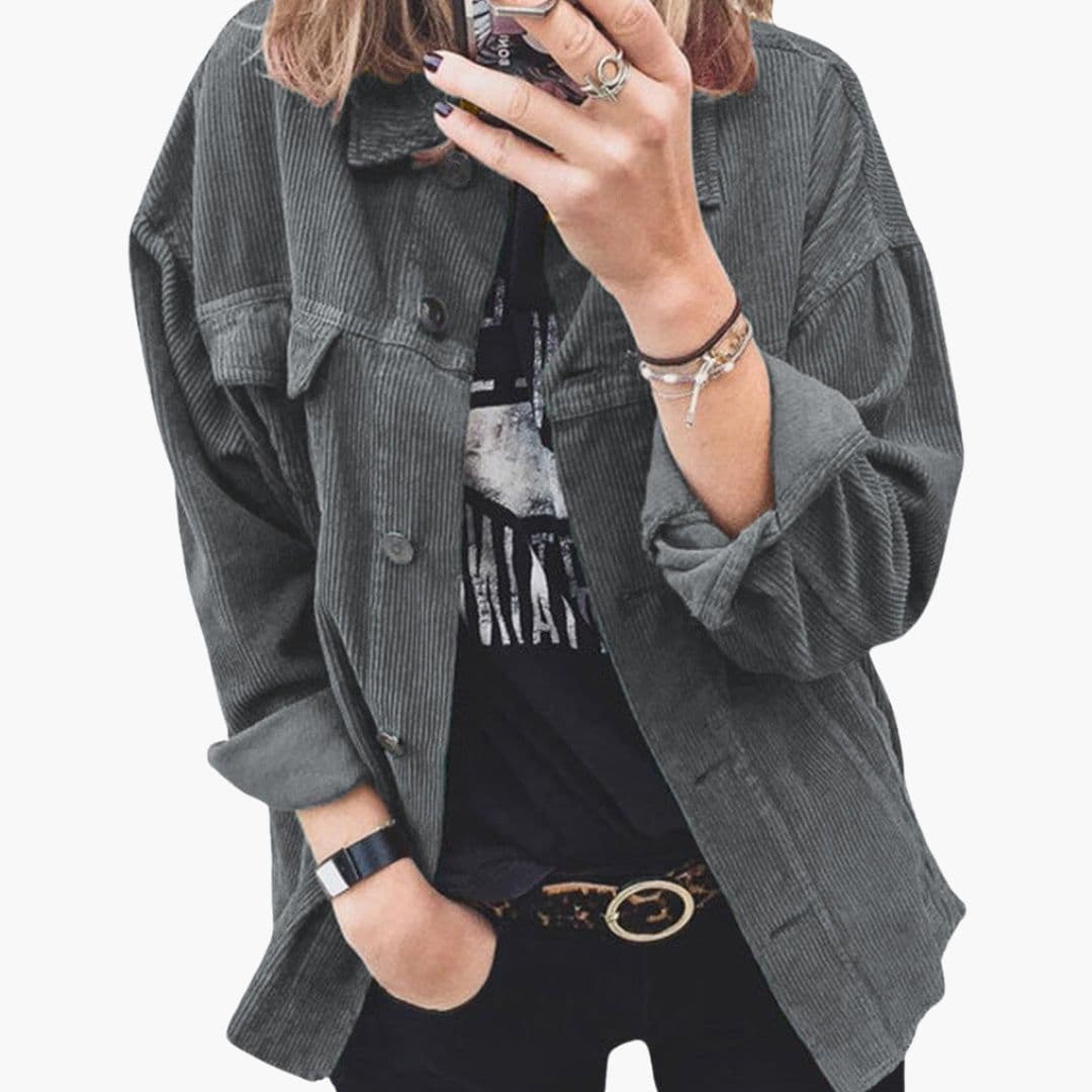 Giacca donna con bottoni e tasche applicate