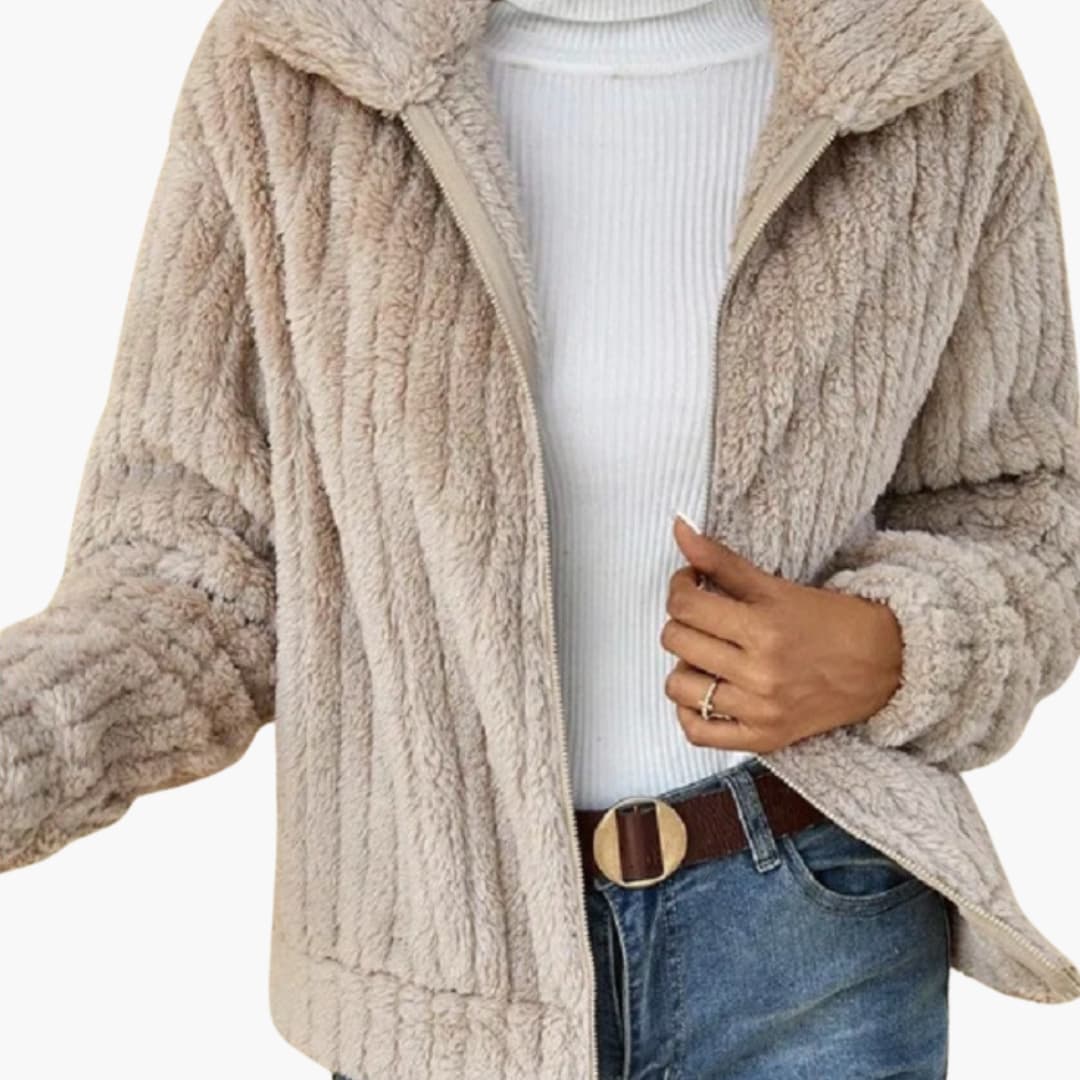 Veste femme col montant surface texturée