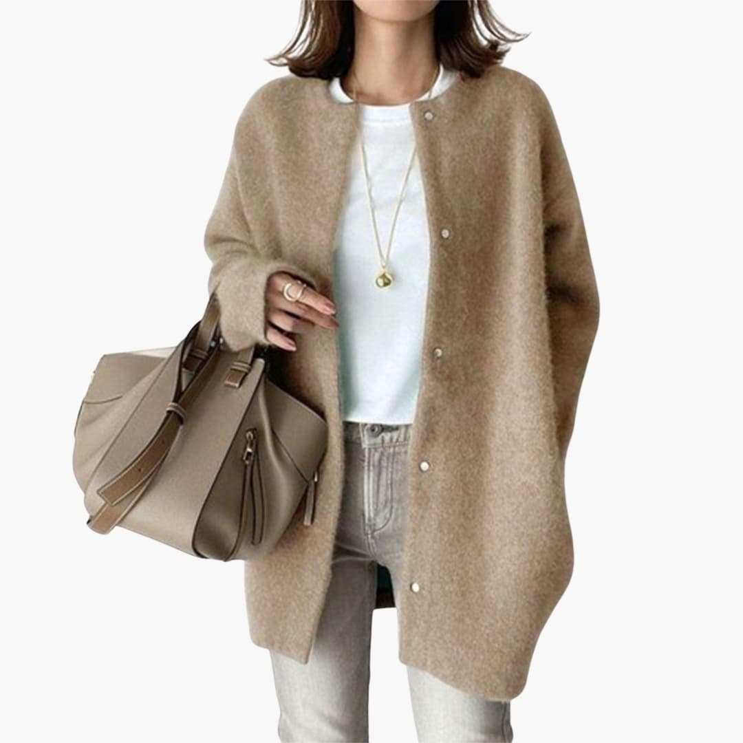 Veste femme col rond avec fermeture à pressions