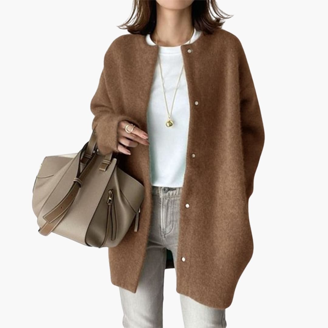 Veste femme col rond avec fermeture à pressions