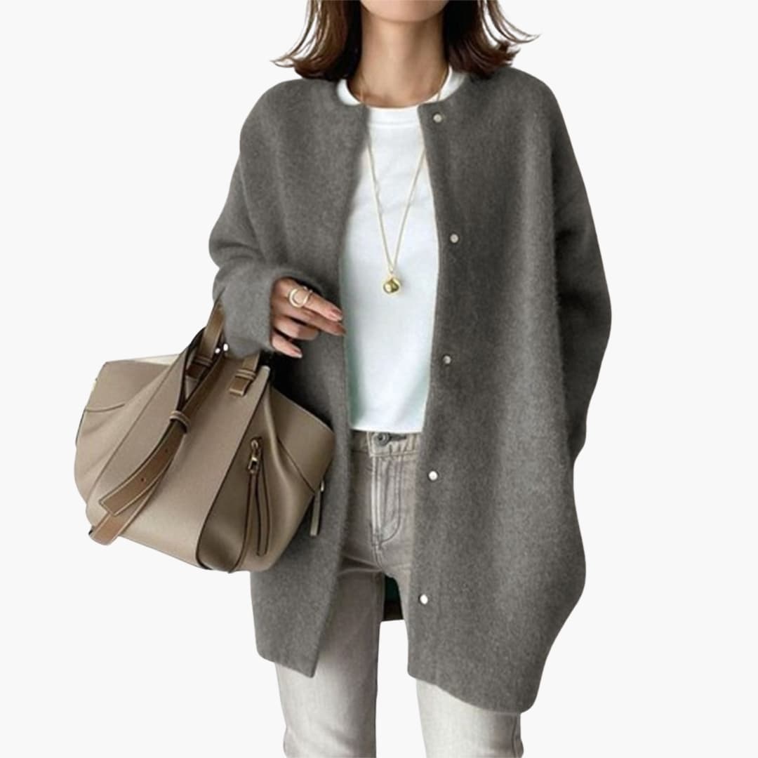Veste femme col rond avec fermeture à pressions