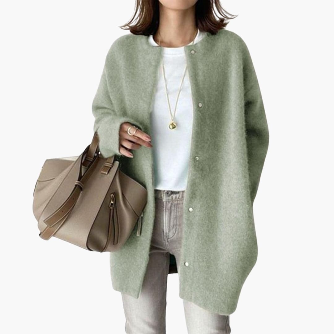 Veste femme col rond avec fermeture à pressions