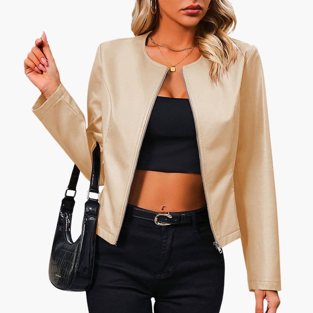 Veste femme col rond avec fermeture zippée