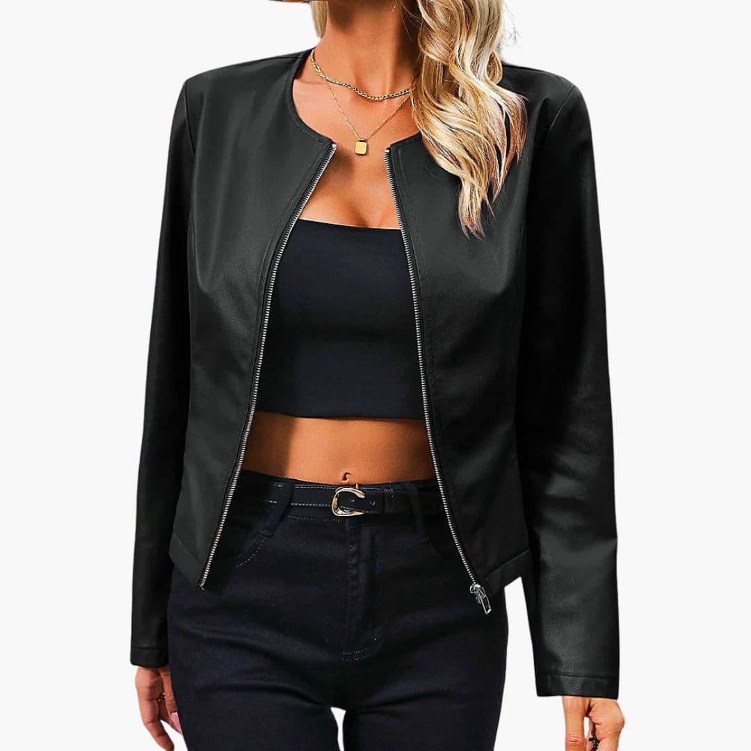 Veste femme col rond avec fermeture zippée