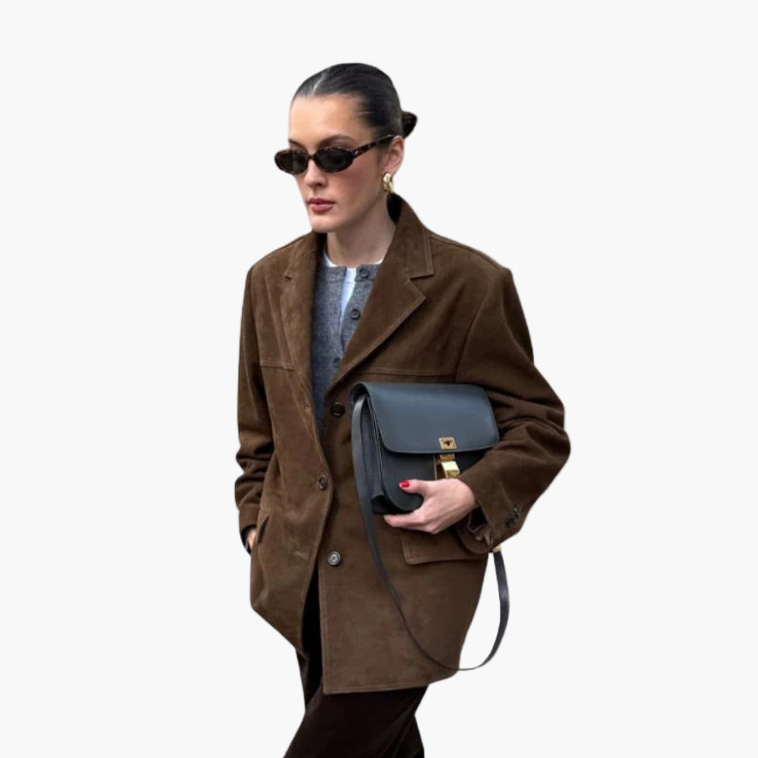 Veste femme coupe droite avec col à revers