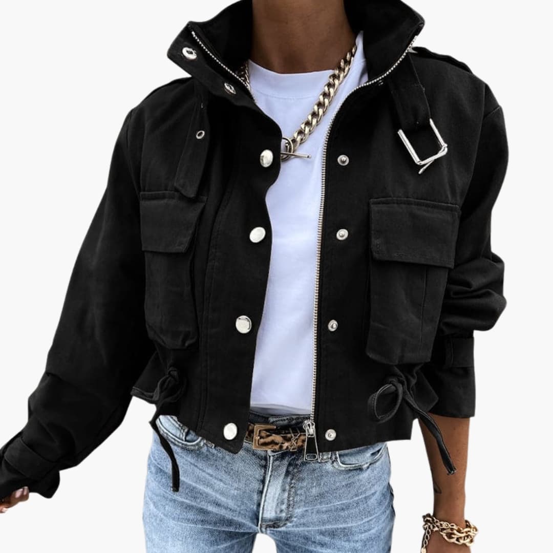 Veste femme courte avec cordon de taille