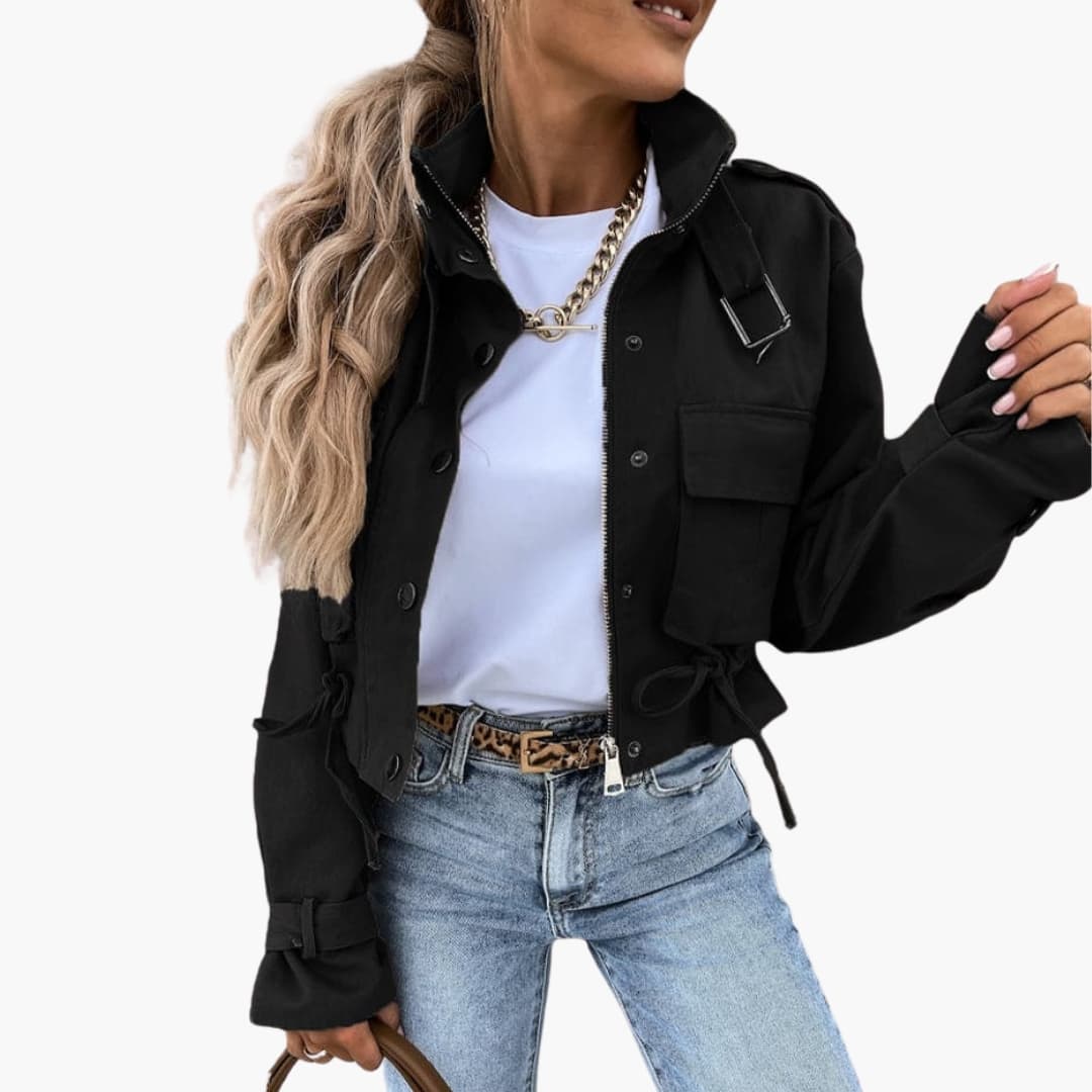 Veste femme courte avec cordon de taille