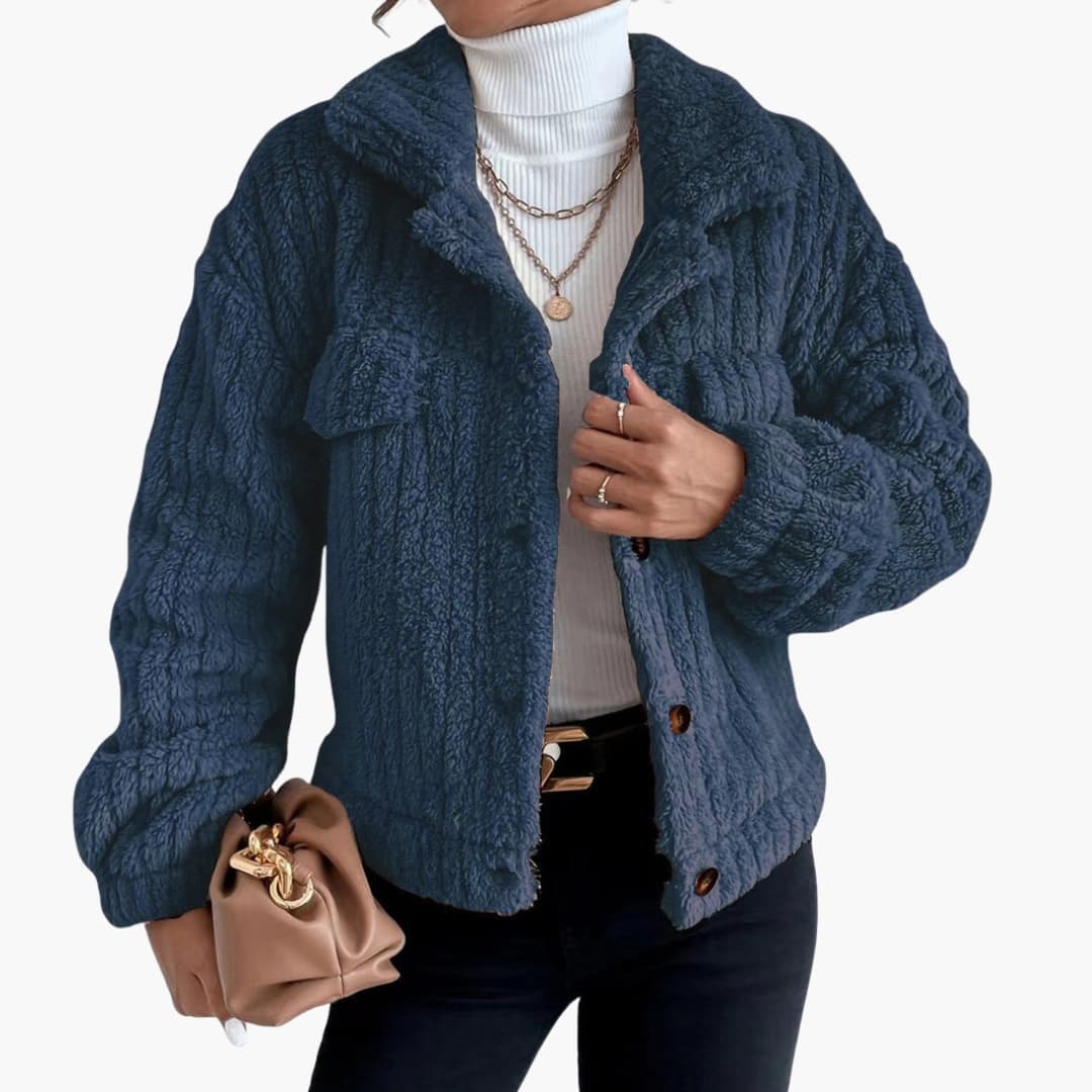 Veste femme courte avec fermeture boutonnée