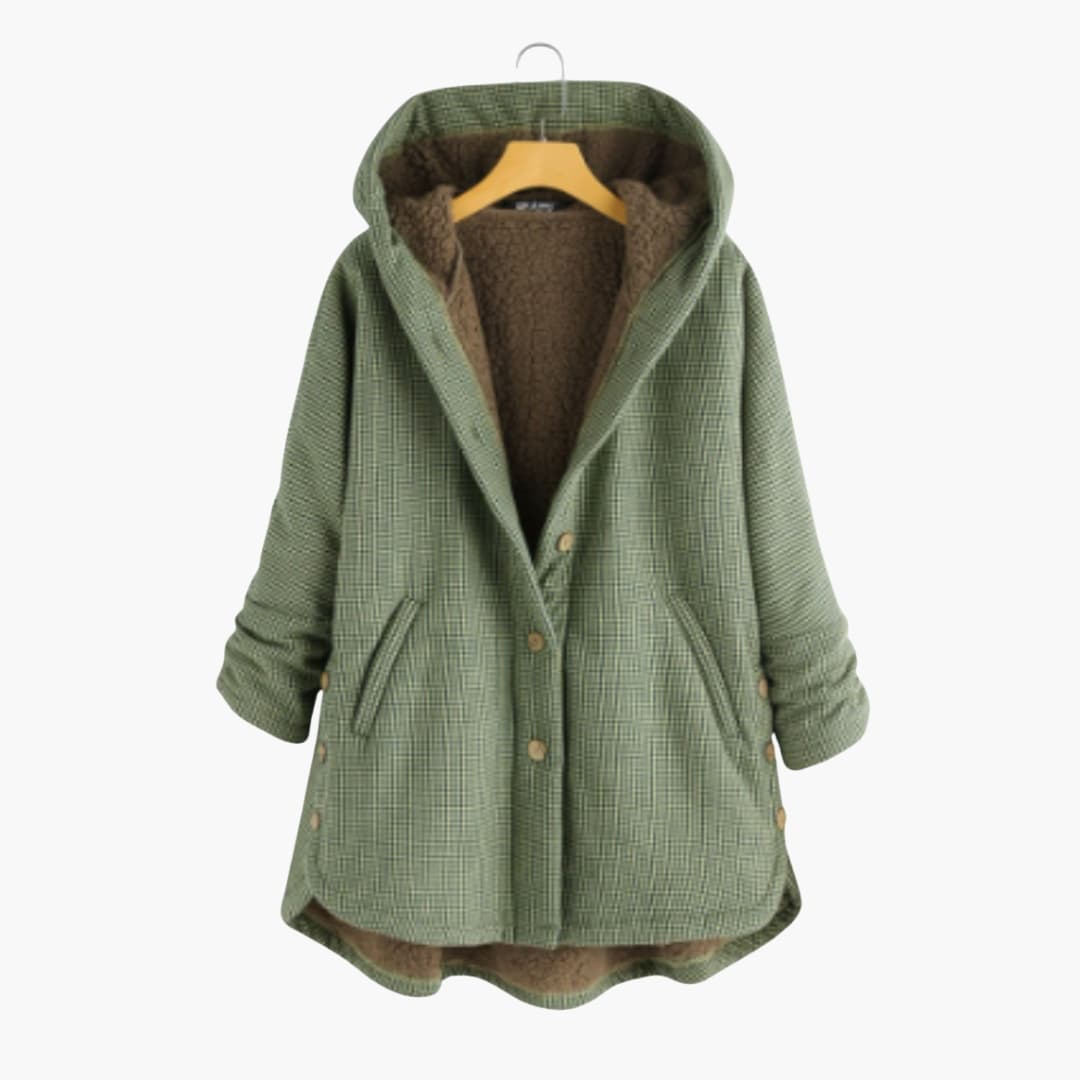 Veste femme d’hiver à capuche avec fermeture boutonnée