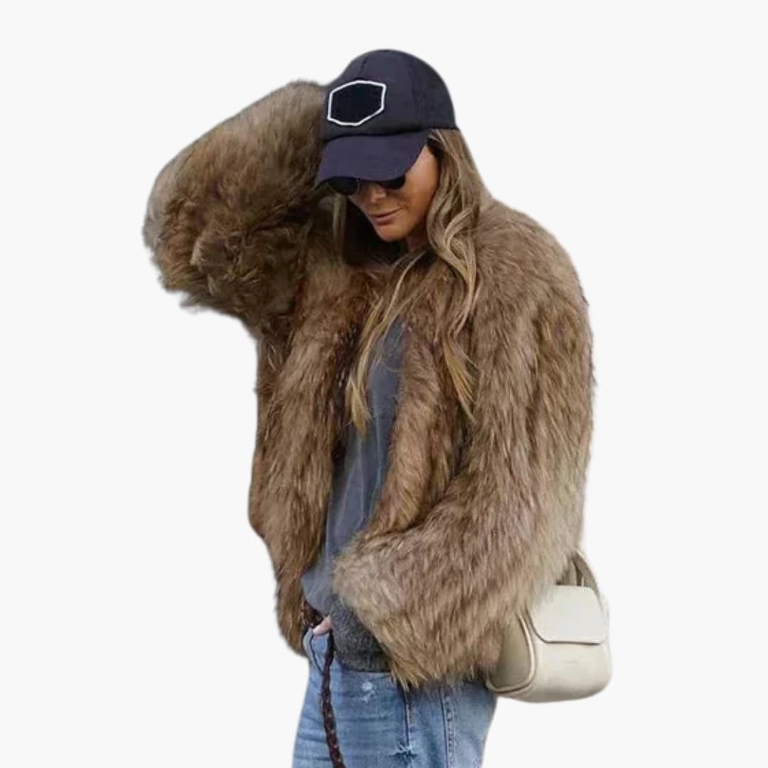 Veste femme en fausse fourrure à manches longues