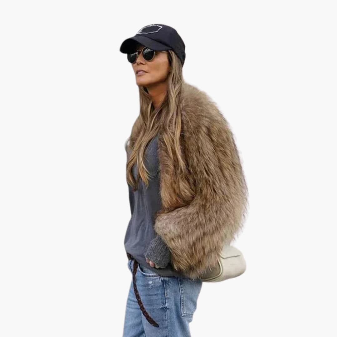 Veste femme en fausse fourrure à manches longues