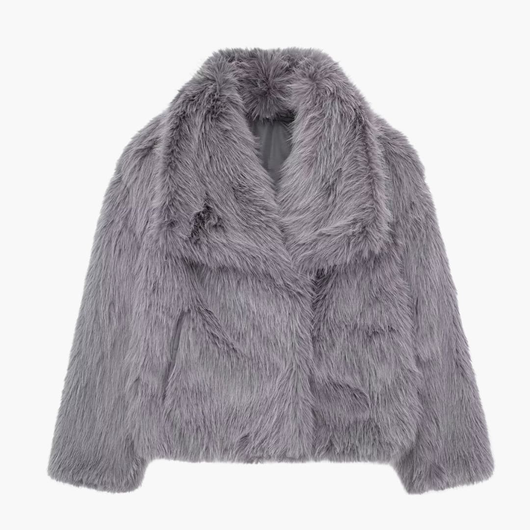 Veste femme en fausse fourrure avec manches longues