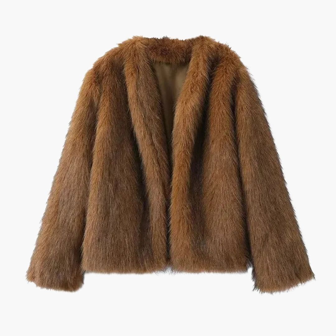 Veste femme en fausse fourrure avec ouverture frontale