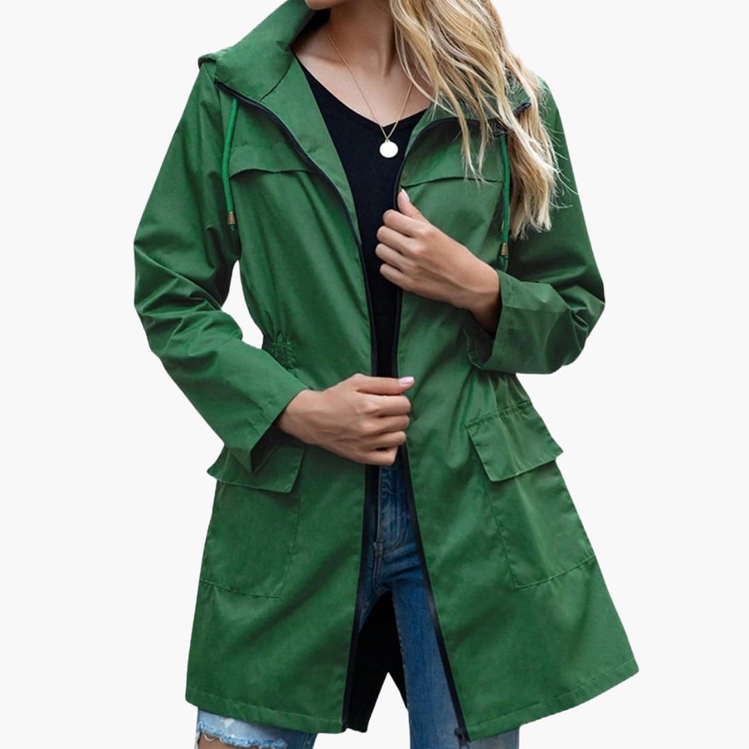 Chaqueta de mujer de punto fino con capucha y cierre delantero con cremallera