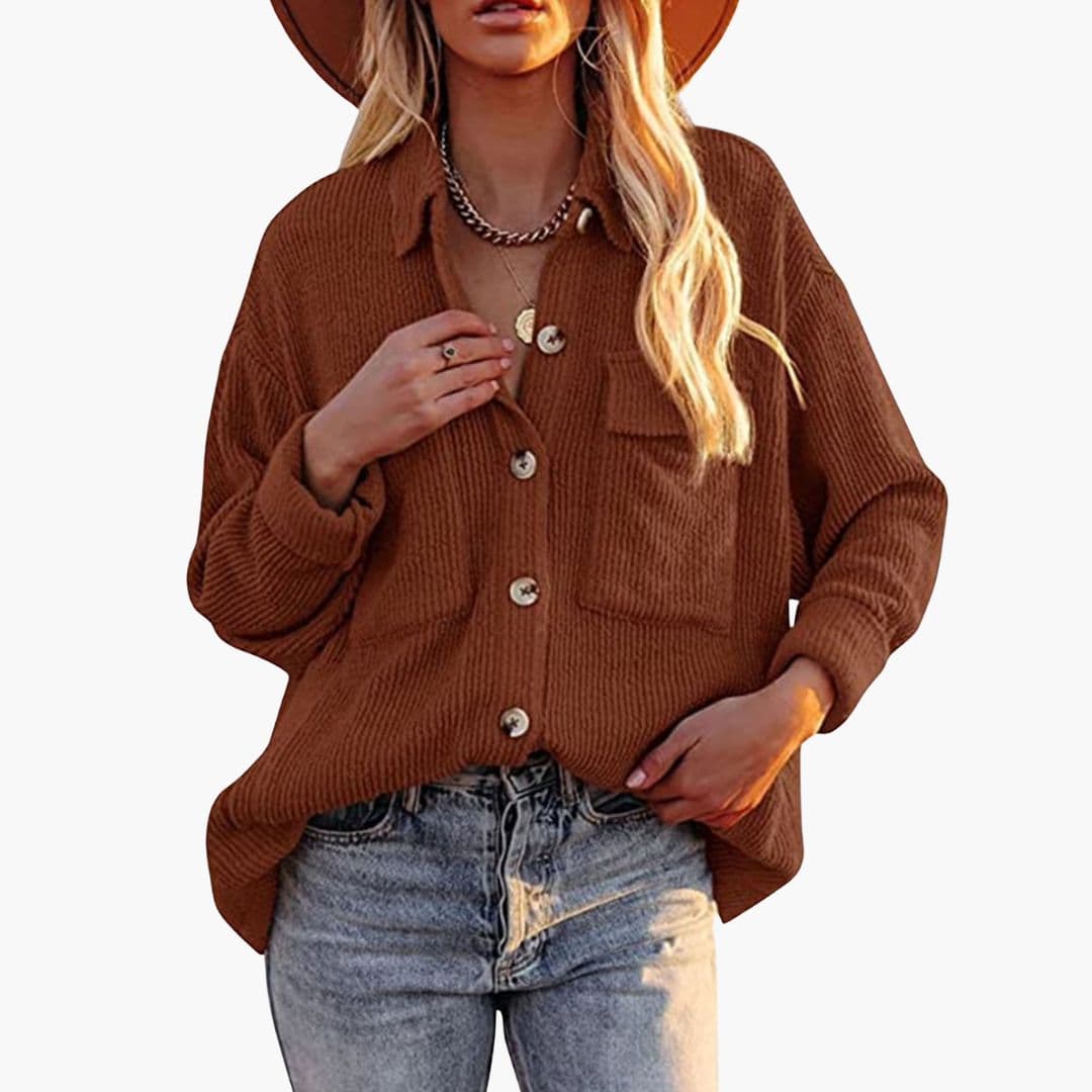 Giacca donna in velluto a coste con tasche applicate