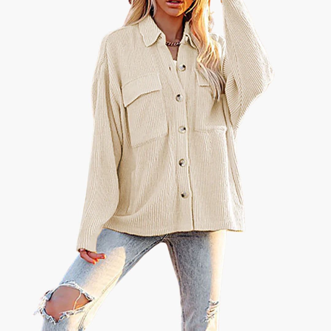 Giacca donna in velluto a coste con tasche applicate