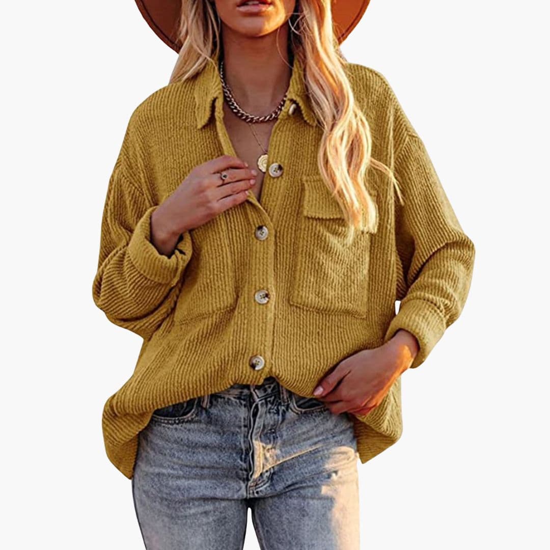 Giacca donna in velluto a coste con tasche applicate