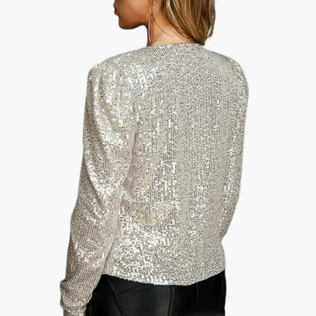 Veste femme manches longues avec surface paillettes