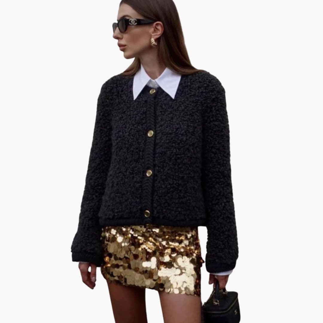 Veste femme style teddy avec boutons devant