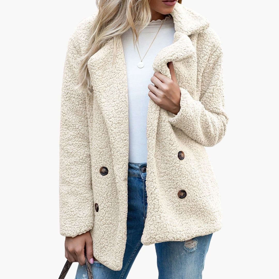 Veste femme style teddy avec col à revers