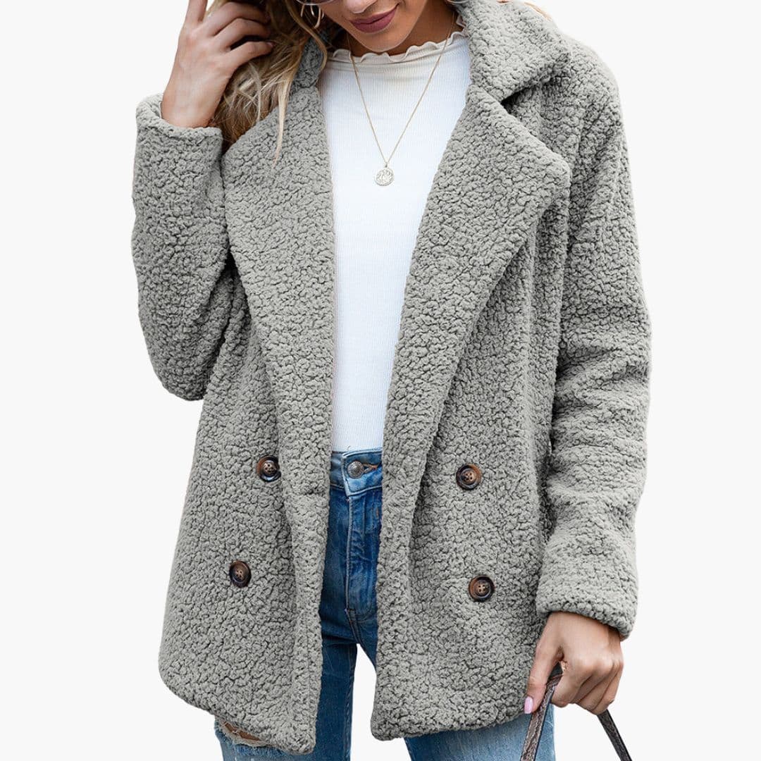 Veste femme style teddy avec col à revers