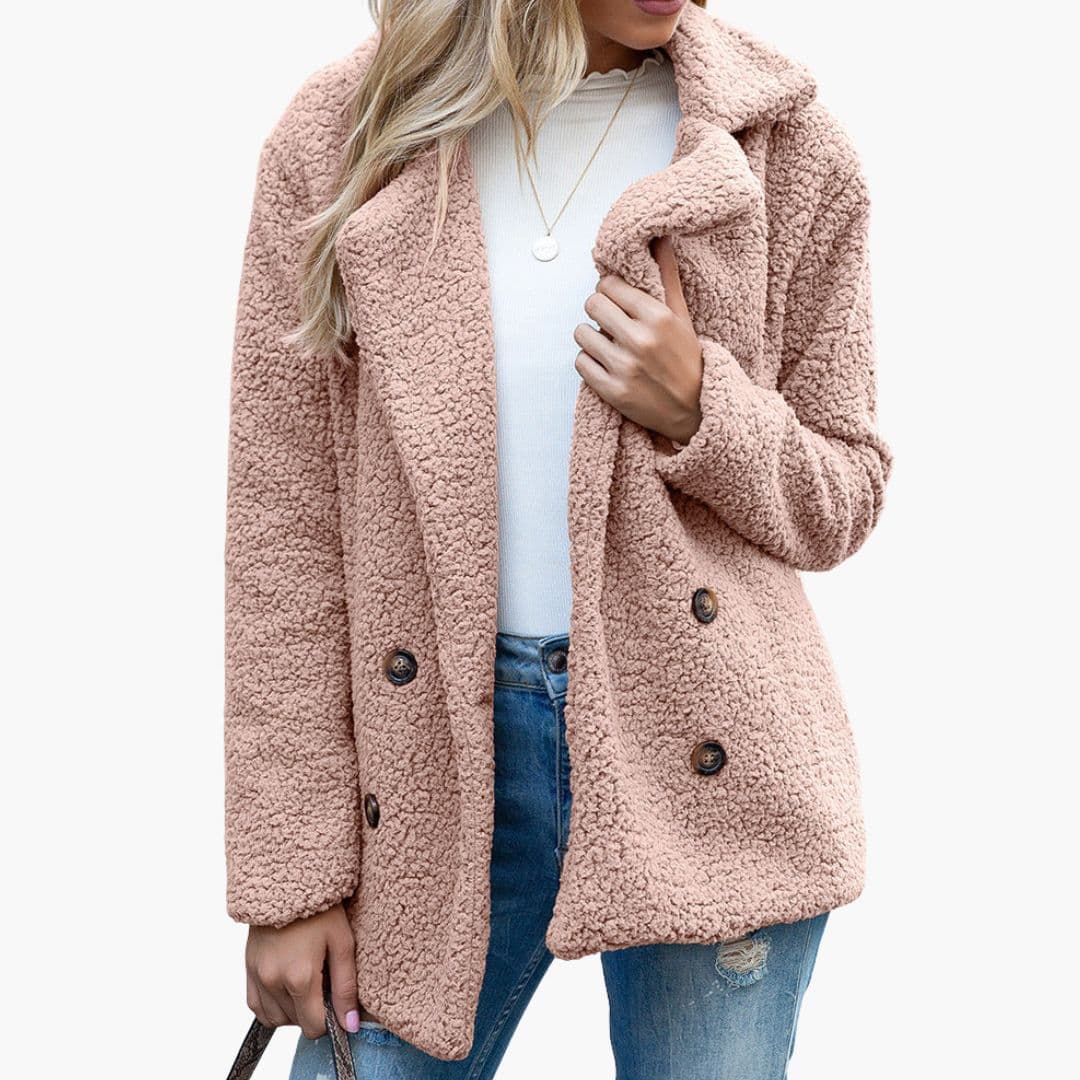 Veste femme style teddy avec col à revers