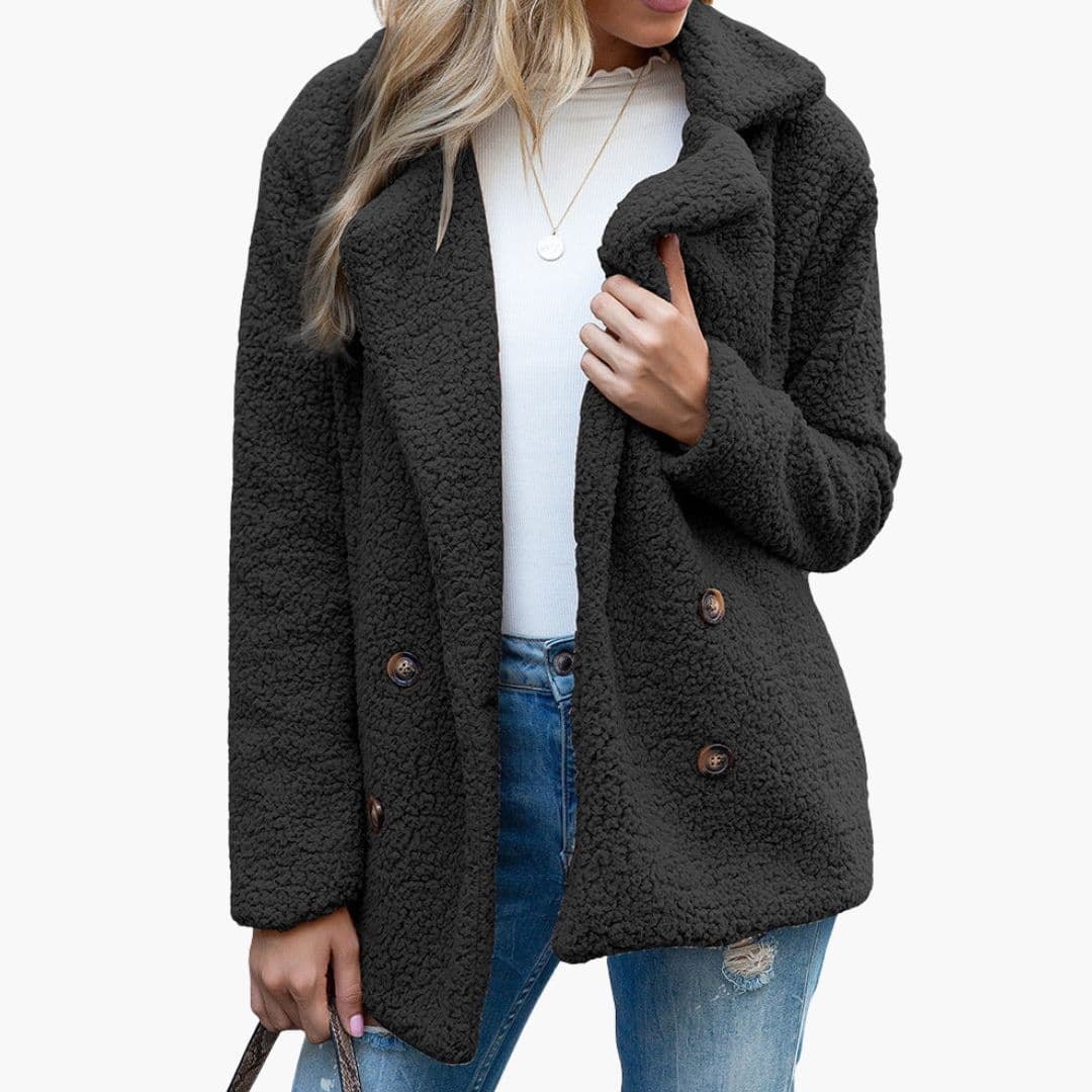 Veste femme style teddy avec col à revers