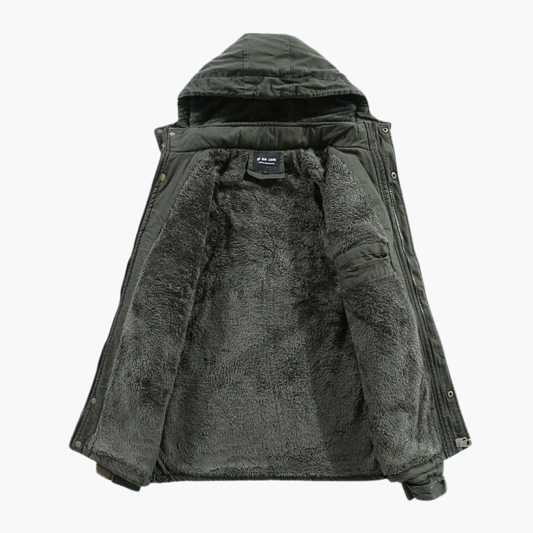 Veste homme à capuche avec fermeture zippée et doublure polaire