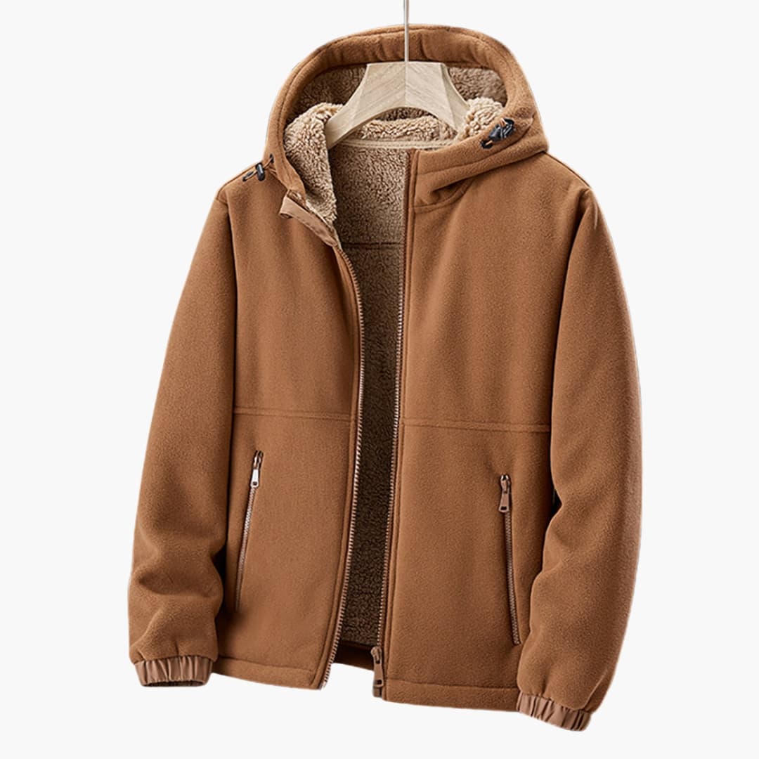 Veste homme à capuche zippée avec doublure sherpa