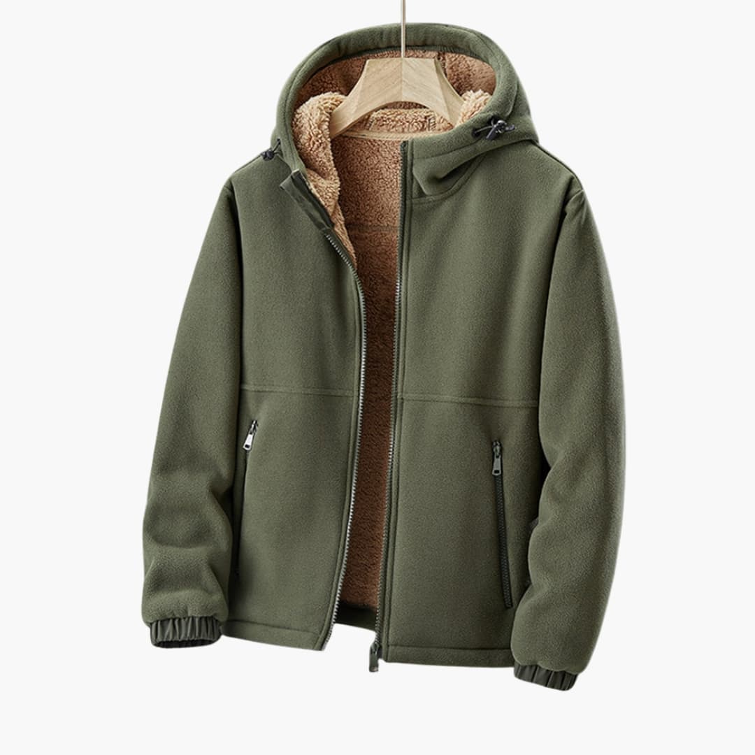 Veste homme à capuche zippée avec doublure sherpa