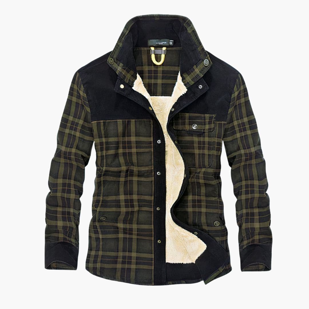 Veste homme à carreaux avec fermeture à boutons