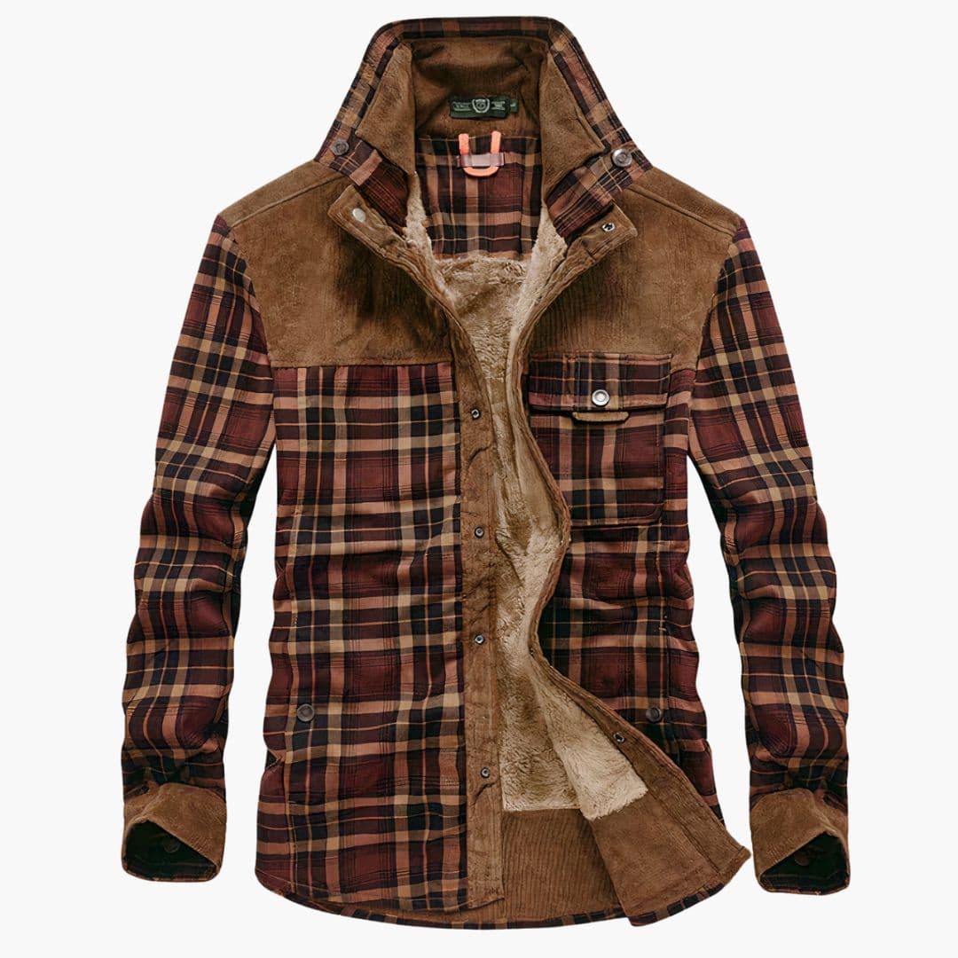 Veste homme à carreaux avec fermeture à boutons