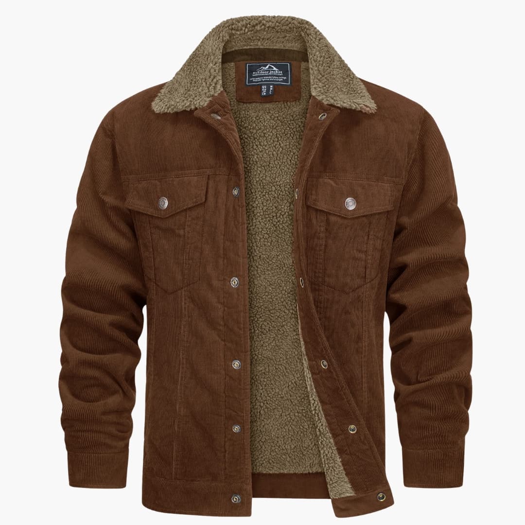 Veste homme à col imitation fourrure avec surface côtelée