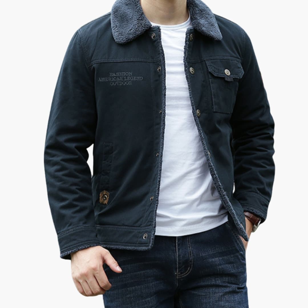 Veste homme à col imitation fourrure boutonnée