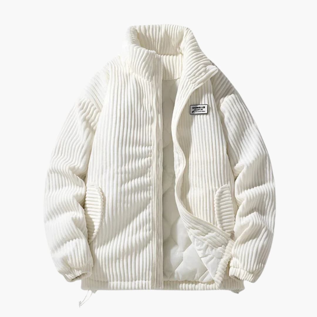 Veste homme à surface côtelée avec fermeture zippée et col montant