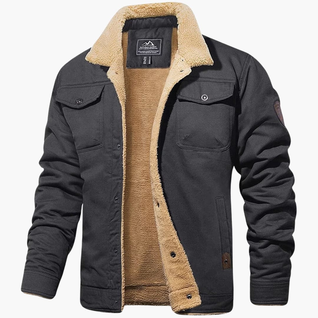 Veste homme avec doublure sherpa et fermeture à boutons frontale