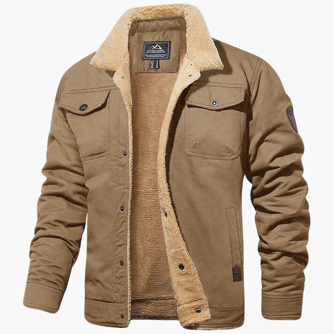 Veste homme avec doublure sherpa et fermeture à boutons frontale