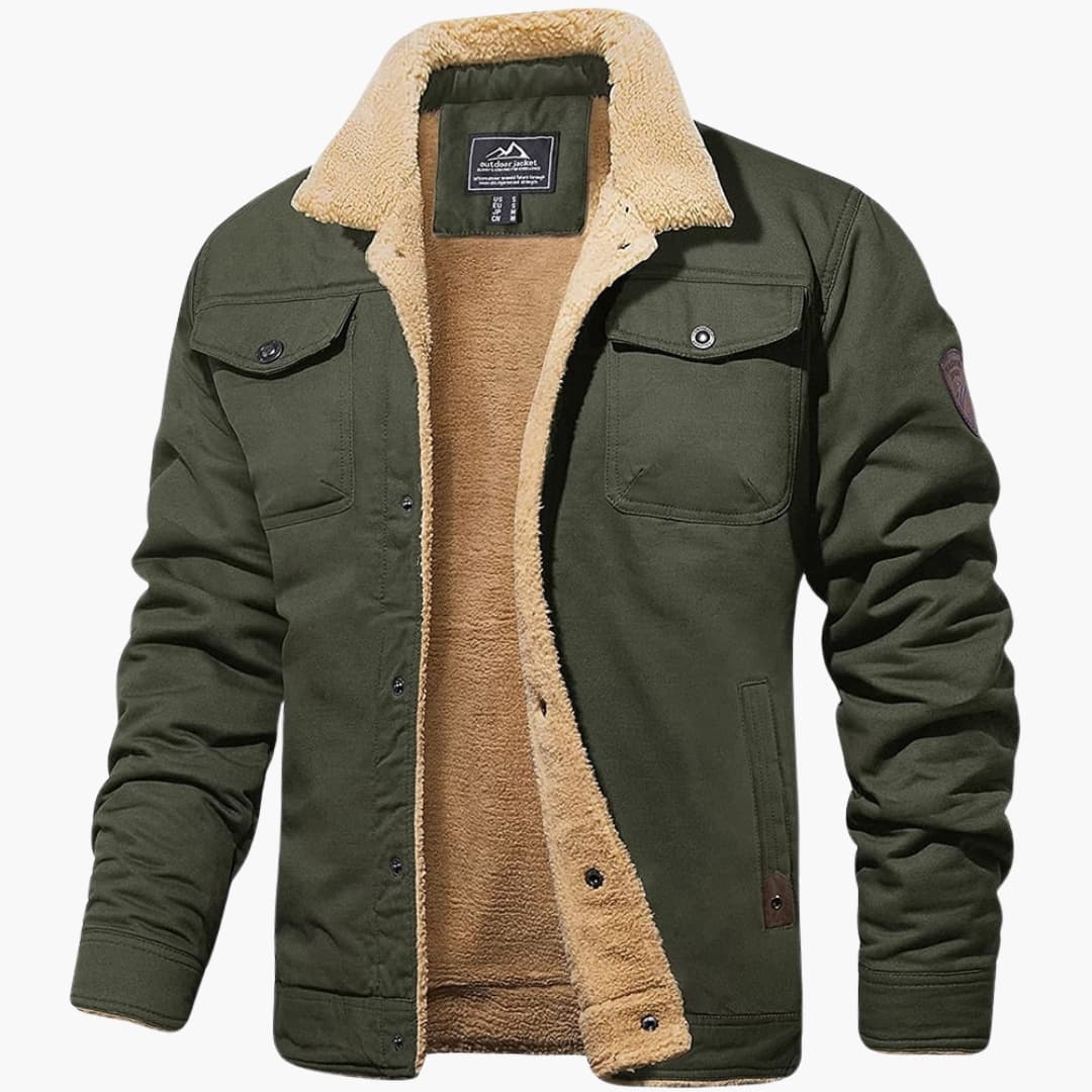 Veste homme avec doublure sherpa et fermeture à boutons frontale