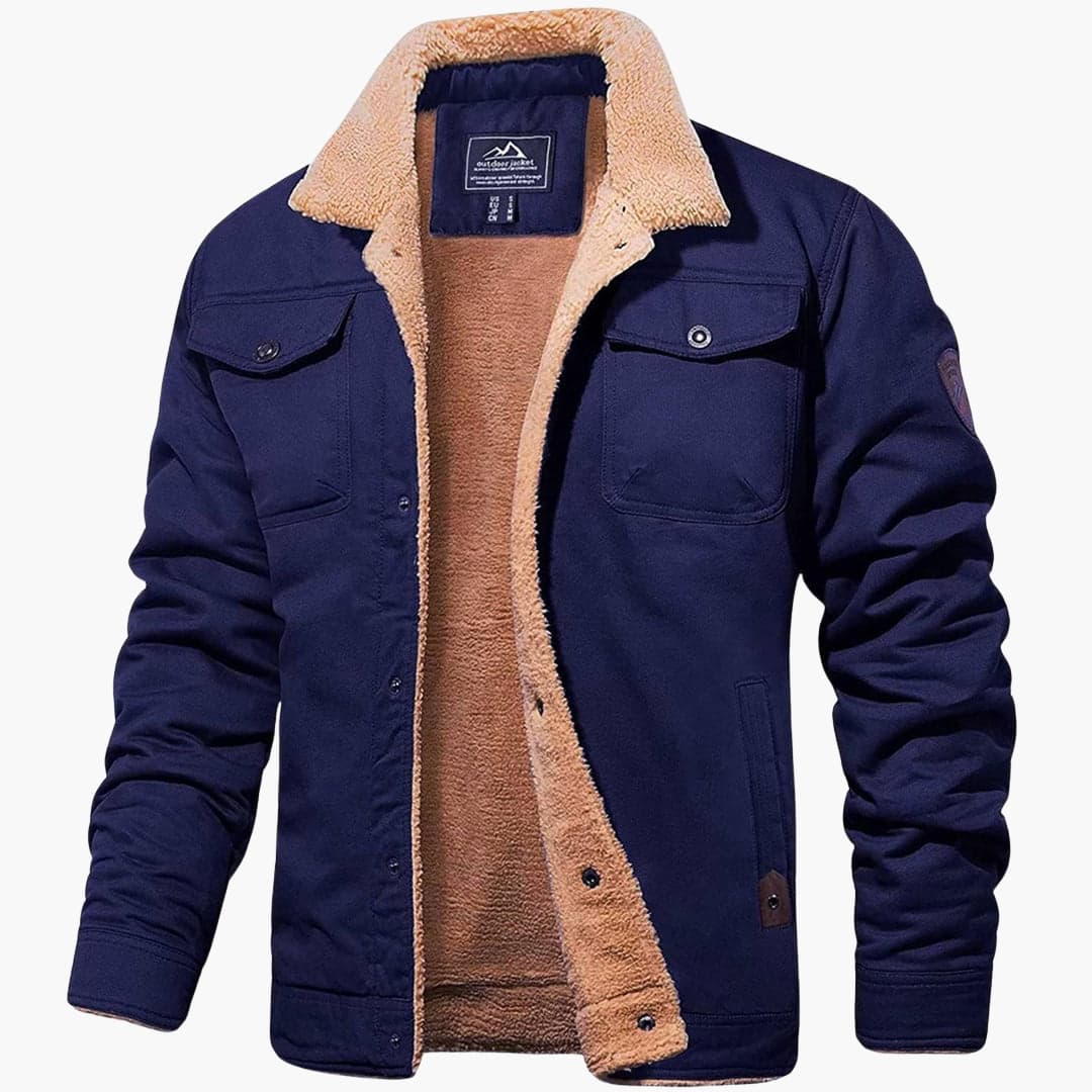 Veste homme avec doublure sherpa et fermeture à boutons frontale