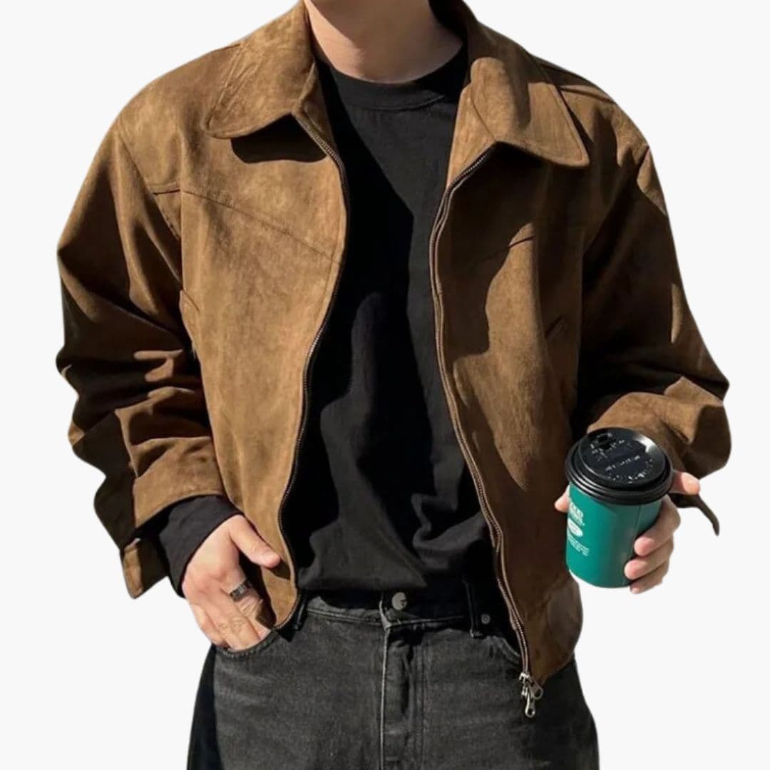 Veste homme avec fermeture éclair et col pointu