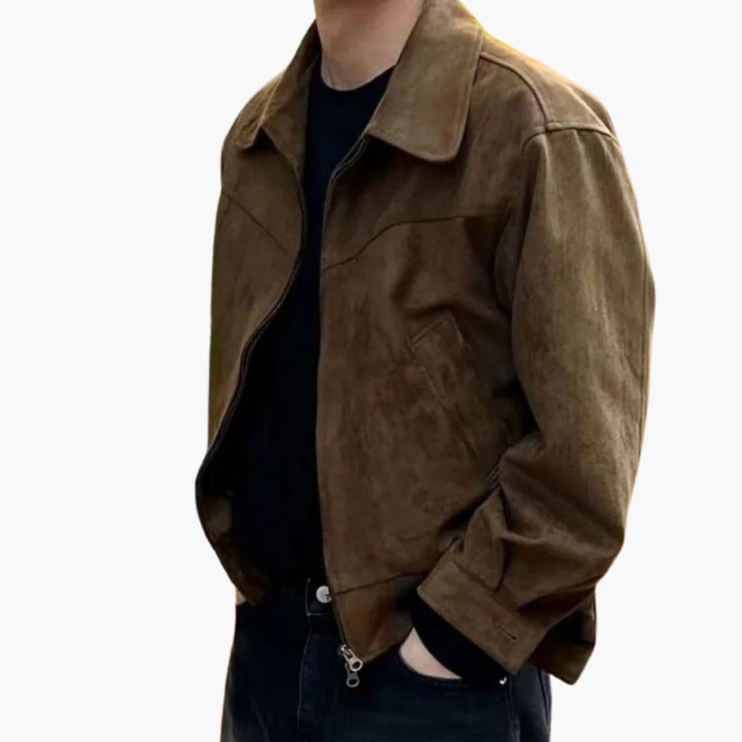 Veste homme avec fermeture éclair et col pointu