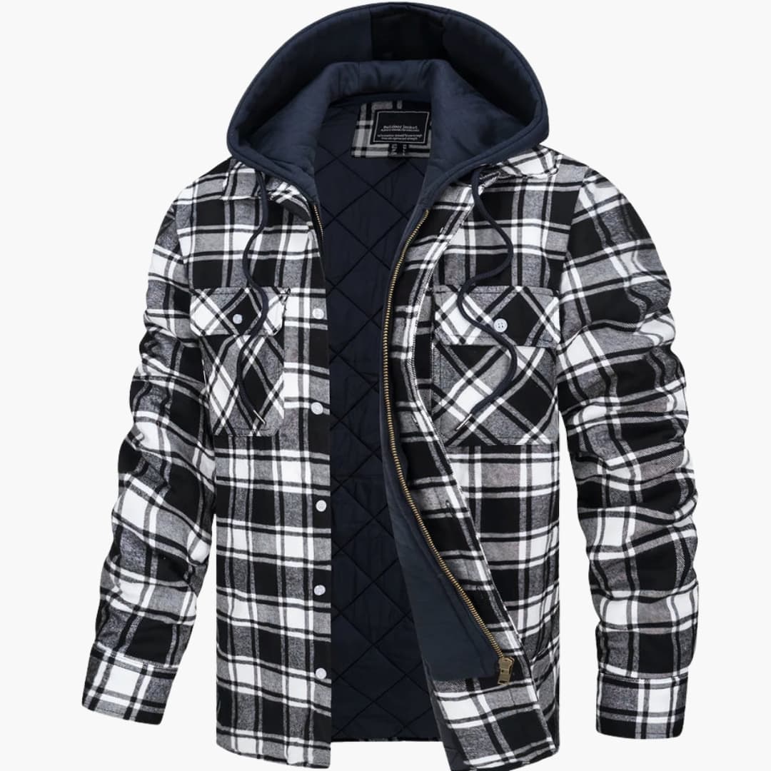Veste homme avec motif à carreaux et capuche