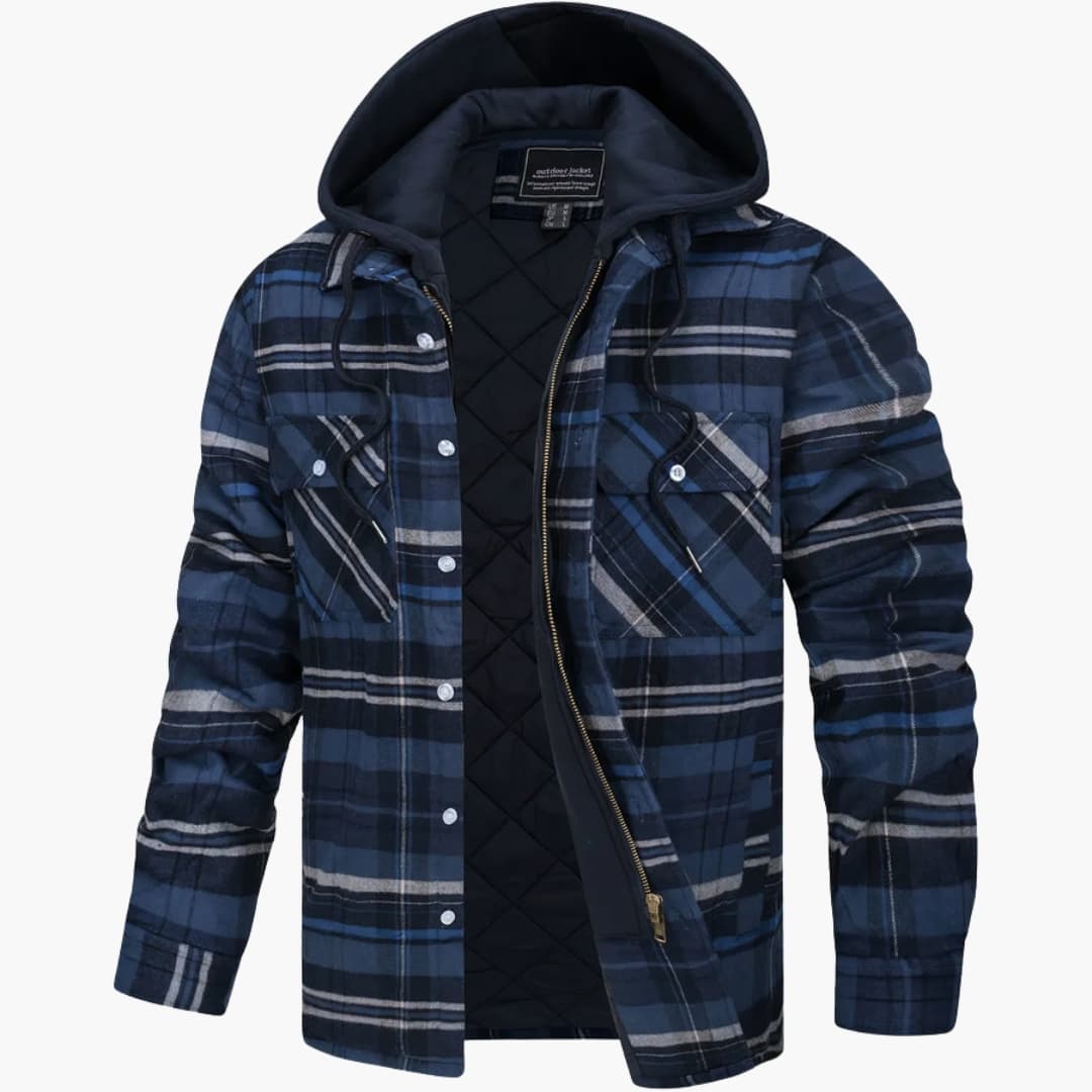 Veste homme avec motif à carreaux et capuche
