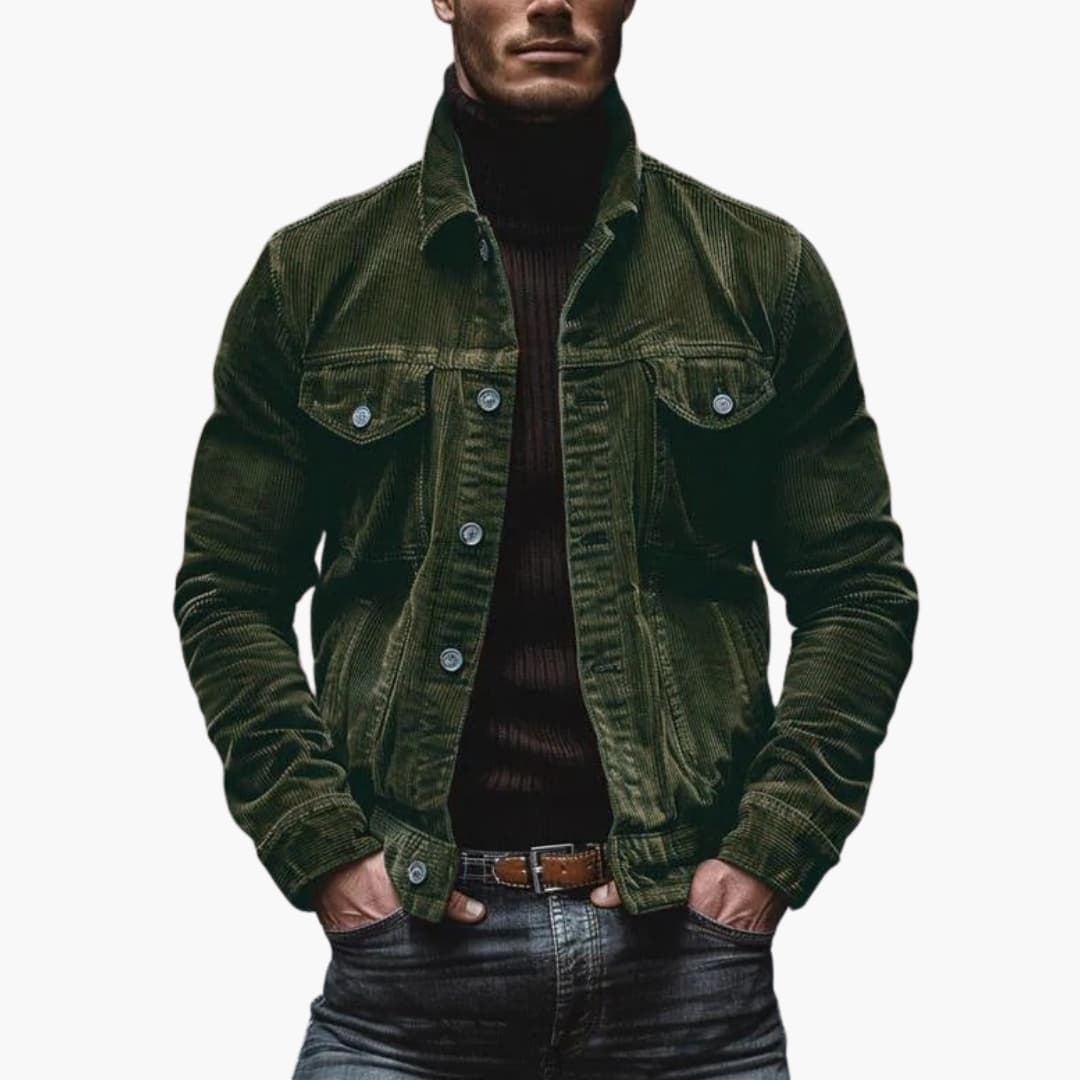 Veste homme en velours côtelé avec fermeture à boutons