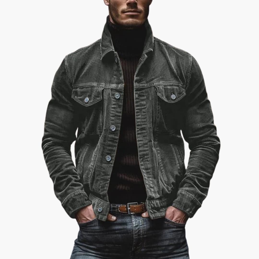 Veste homme en velours côtelé avec fermeture à boutons