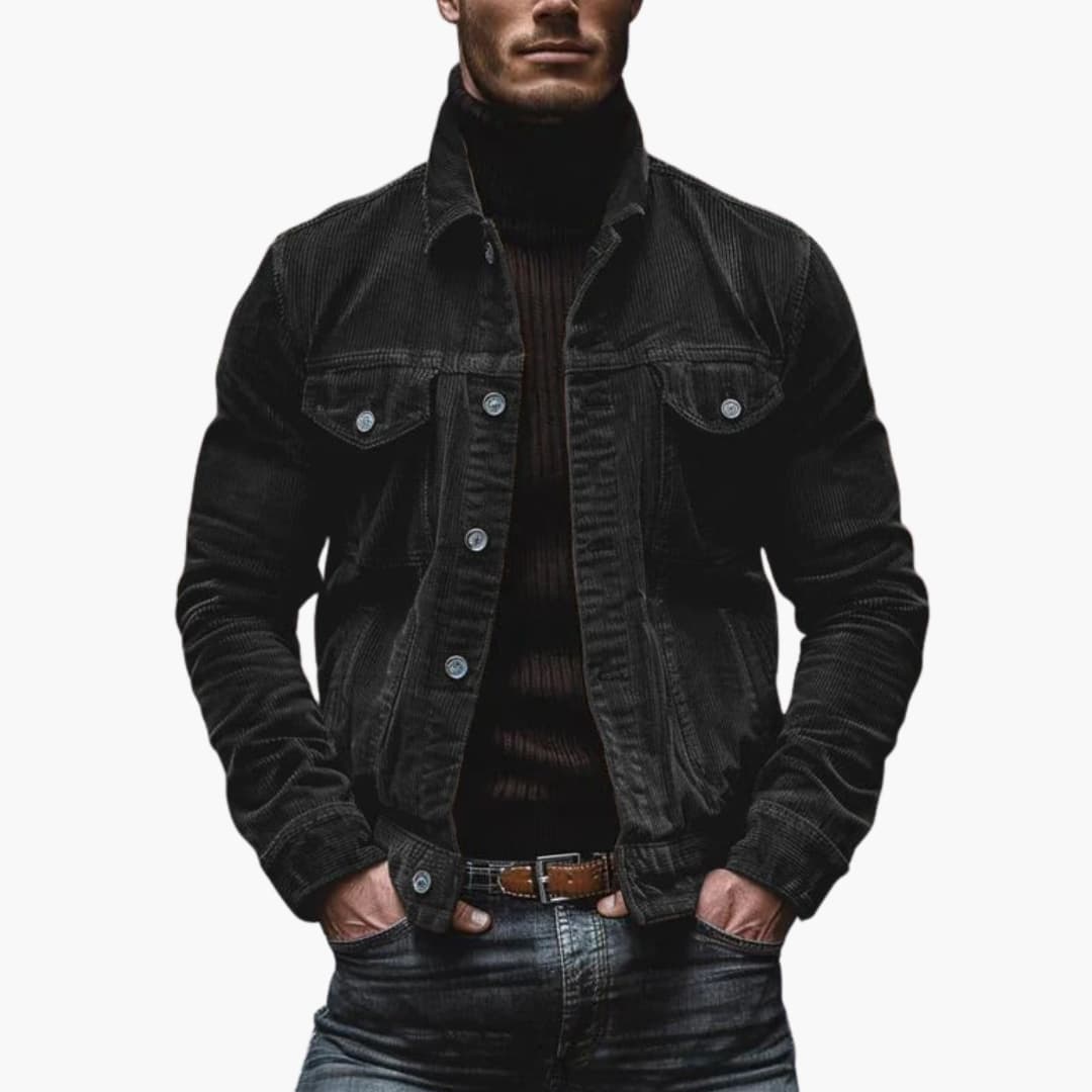 Veste homme en velours côtelé avec fermeture à boutons