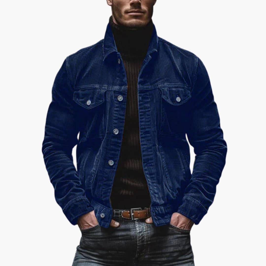 Veste homme en velours côtelé avec fermeture à boutons